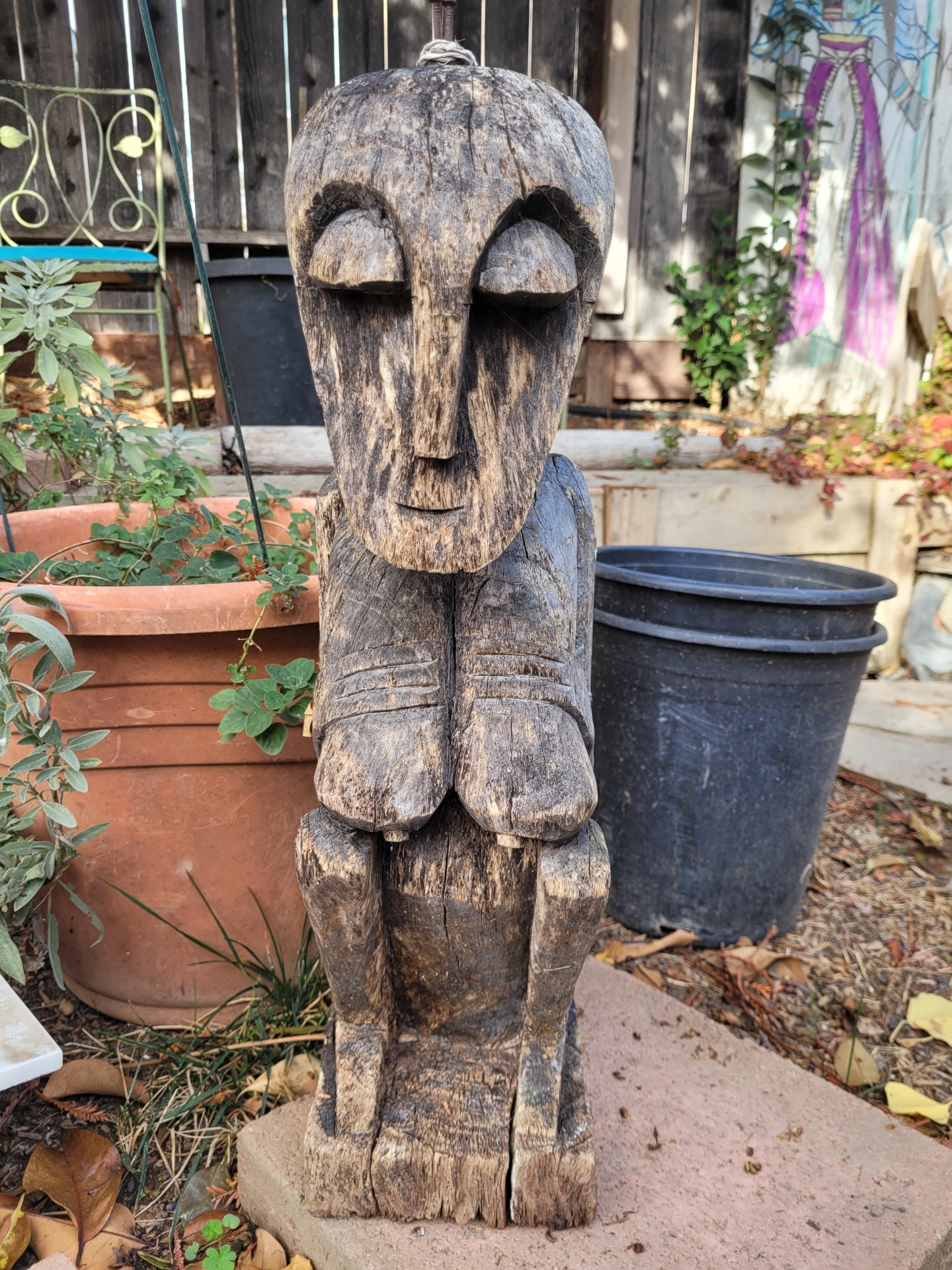 Mystical Wood Garden Statue of an African fertility goddess.